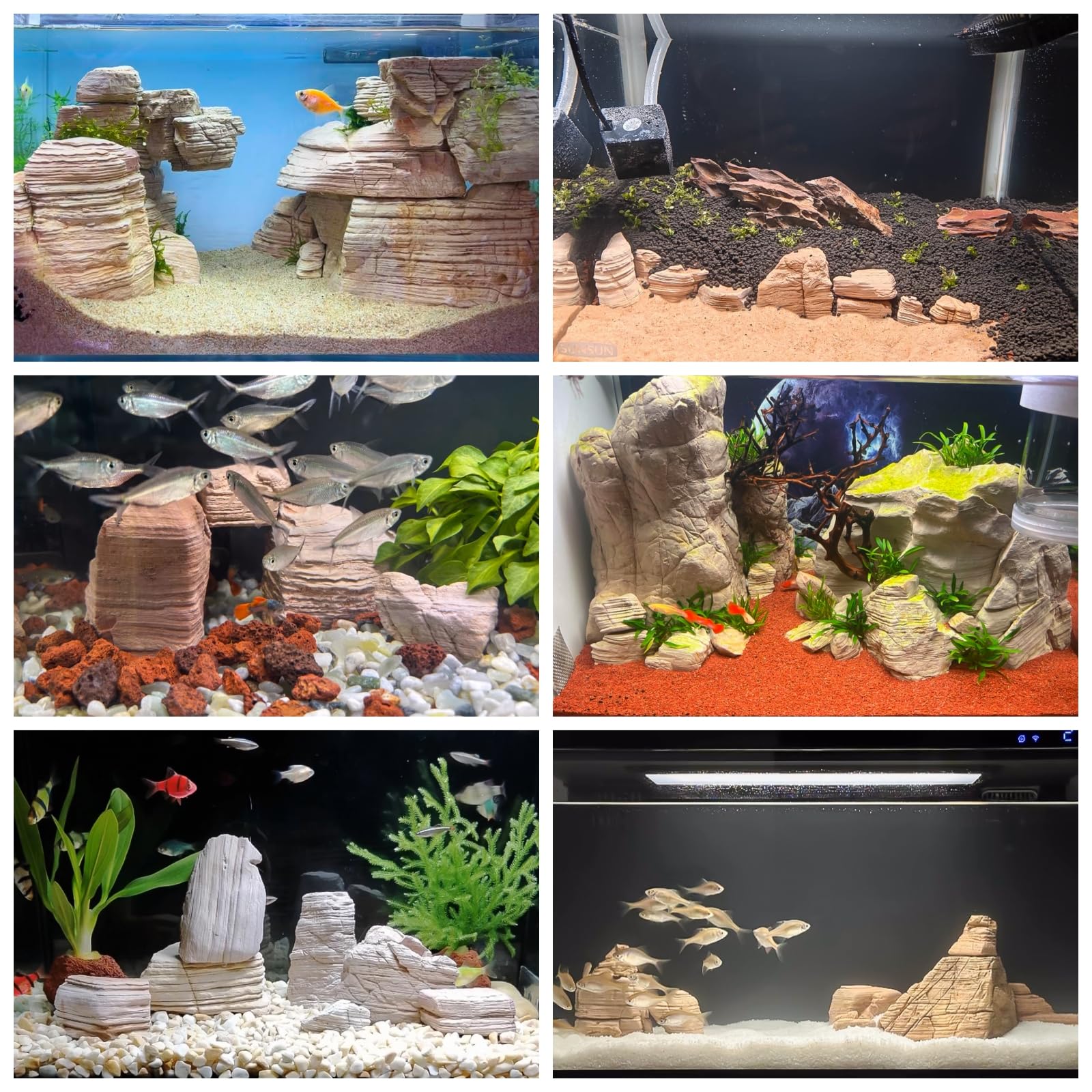 KINGRUI Aquarium Rocks natural variety enhances realistic tank or terrarium setups.