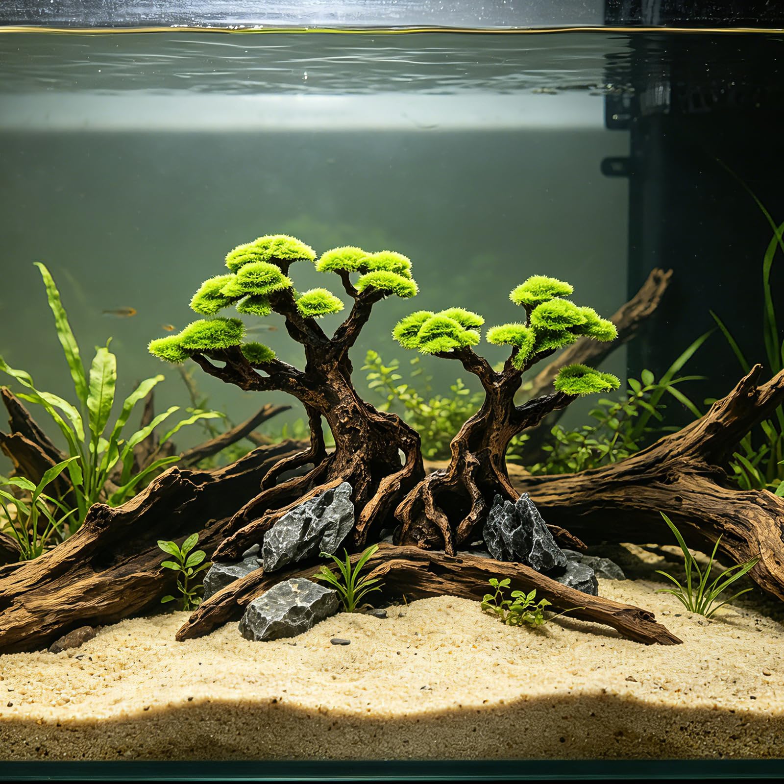 KINGRUI bonsai ornament enhances natural layout in freshwater and saltwater tanks.