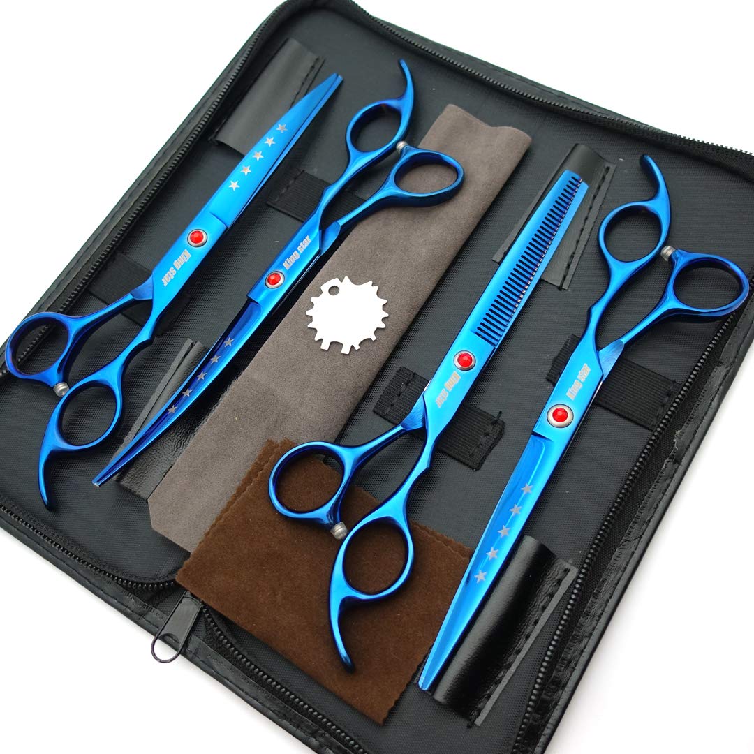 KINGSTAR thinning scissors in titanium blue help natural thinning for pets