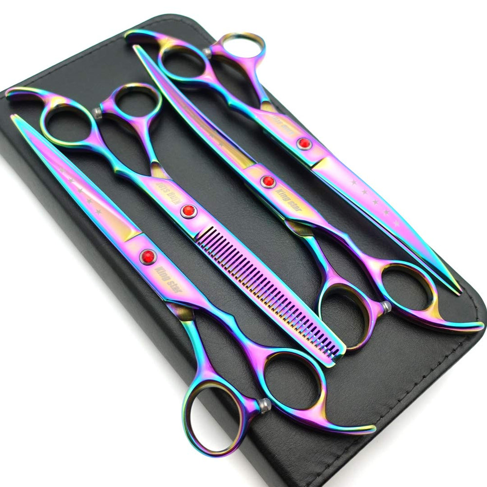 KINGSTAR 7in rainbow straight scissors for smooth dog grooming