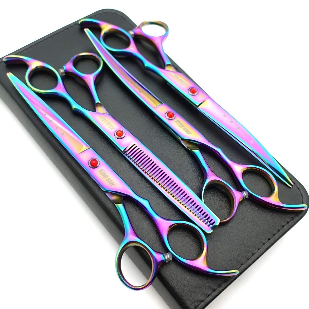 KINGSTAR 7in rainbow straight scissors for smooth dog grooming