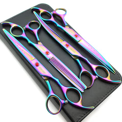KINGSTAR 7in rainbow straight scissors for smooth dog grooming