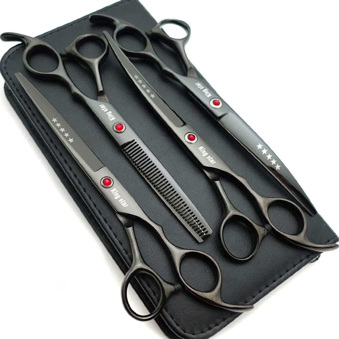 KingSTAR 7in titanium straight dog grooming scissors for precise trims.