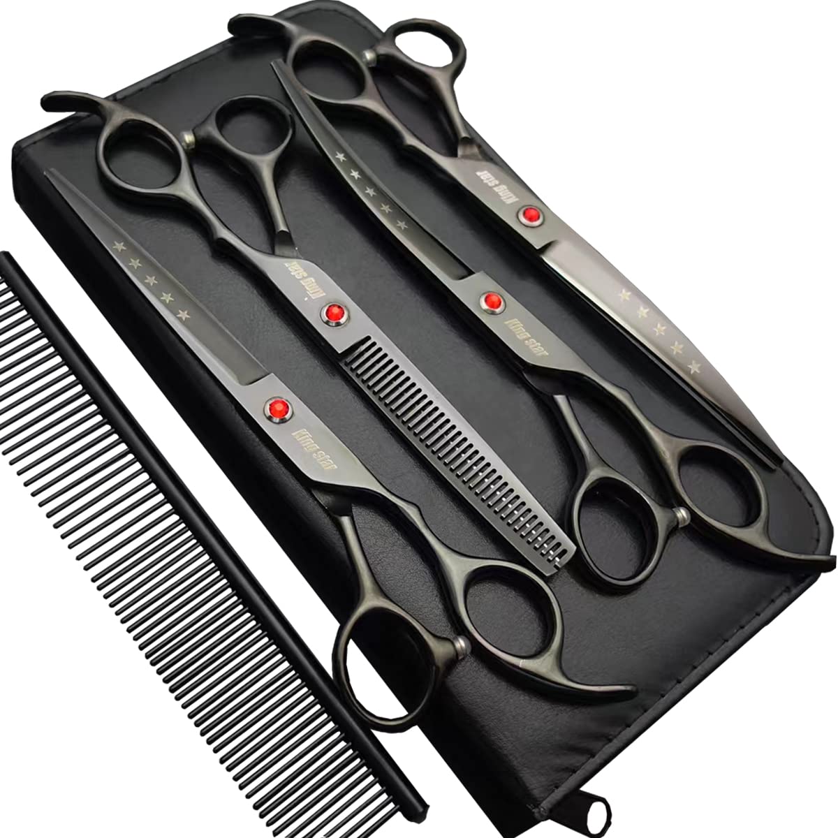 KINGSTAR straight dog scissors for precise grooming and smooth cuts.