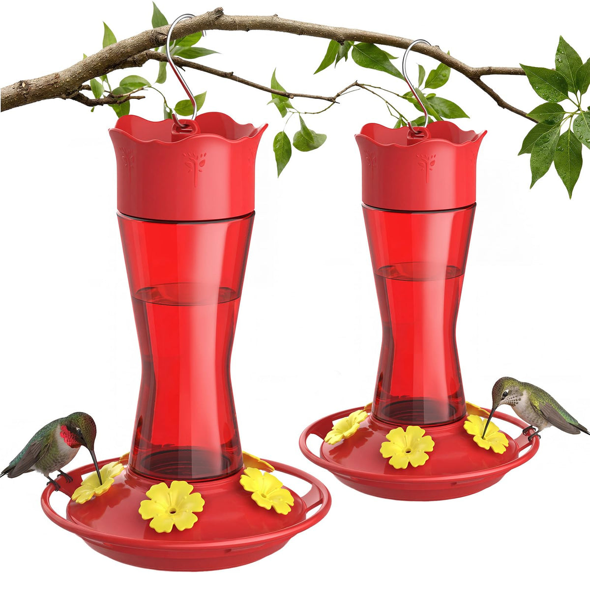 Kingsyard red hummingbird feeder 2-pack for outdoor nectar feeding