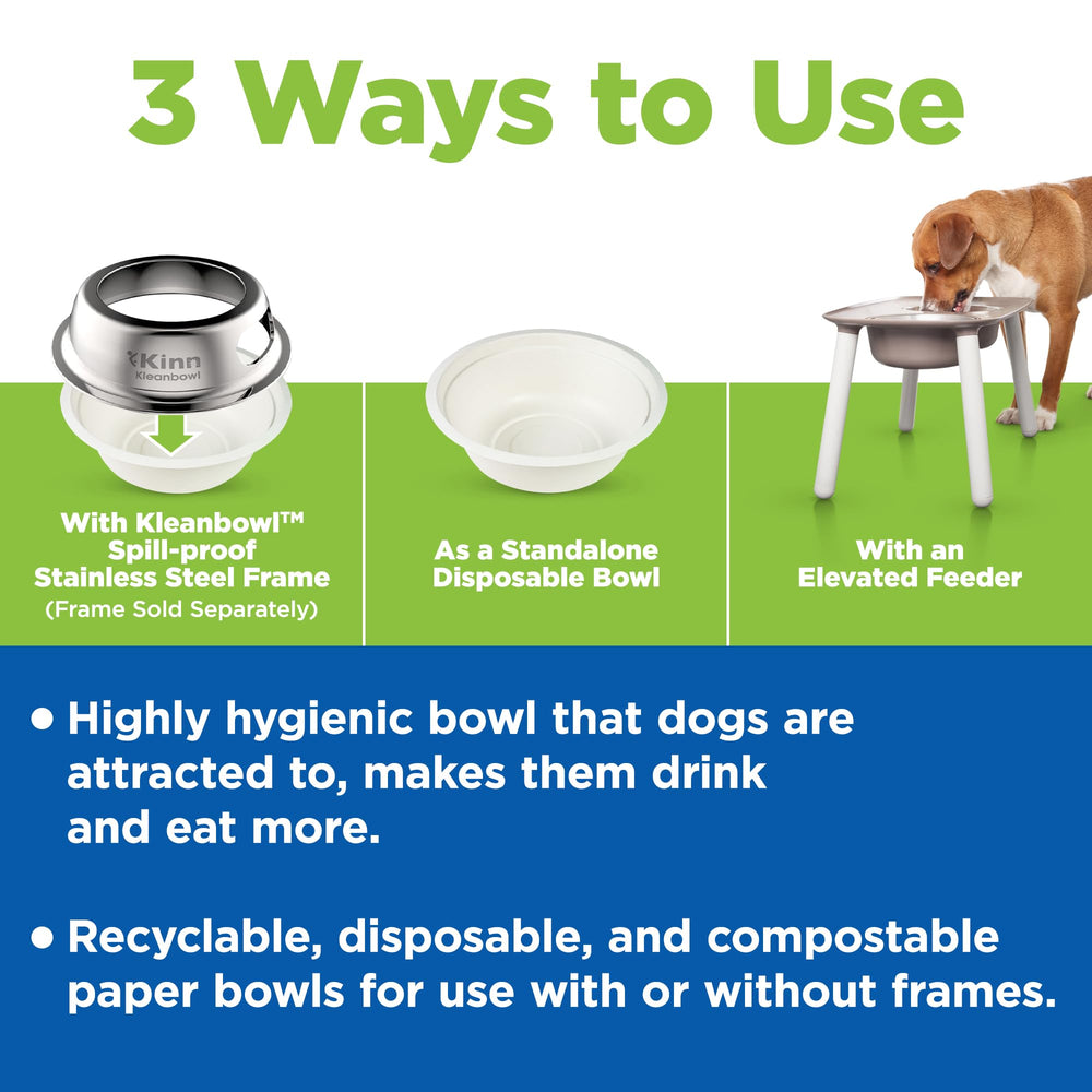 Kinn Kleanbowl in kennel setup with pre-sized inserts.