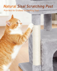 KinoTail cat tree showing 2-door hideout for private feline retreat