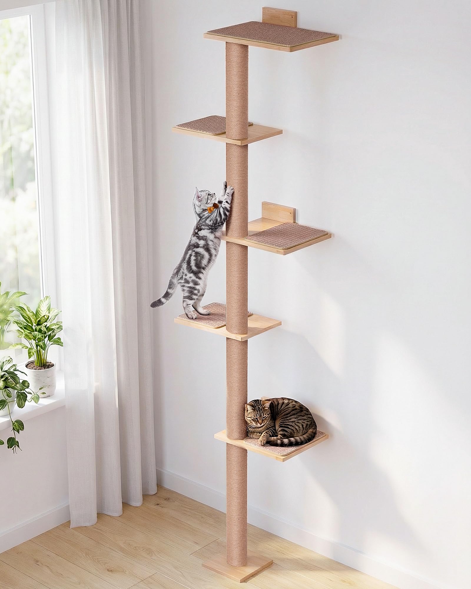 KinoTail 80.3-inch wall-mounted cat tree, a tall, secure perch for vertical exploration.