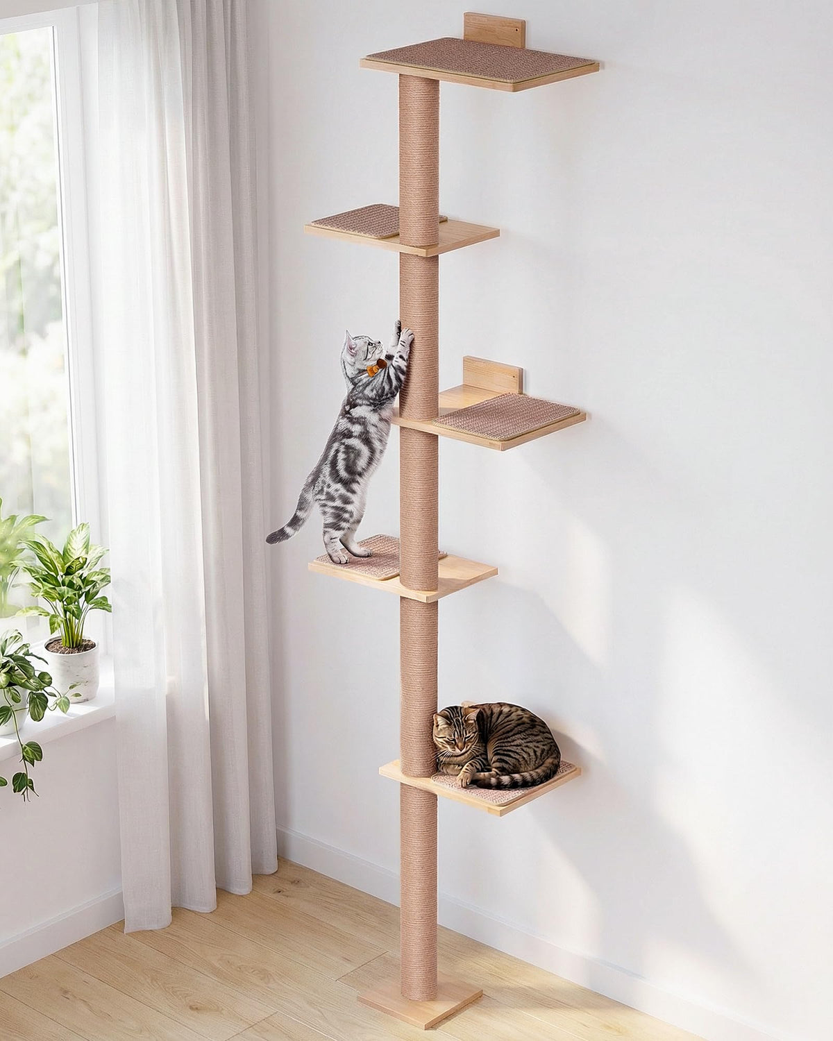 KinoTail 80.3-inch wall-mounted cat tree, a tall, secure perch for vertical exploration.