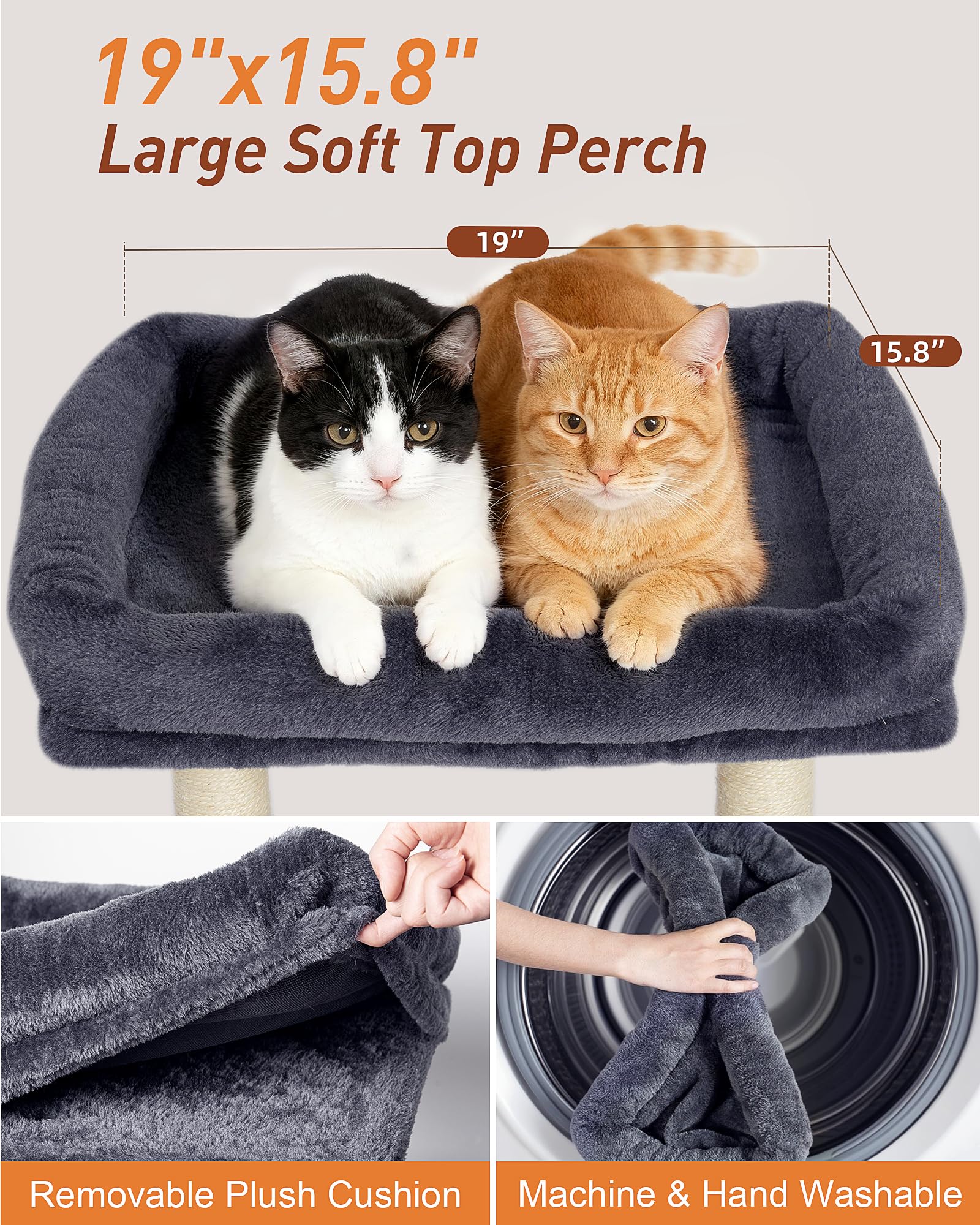 KinoTail cat tree dual natural sisal posts offer satisfying scratching.