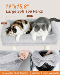 KinoTail cat tree dual sisal posts encourage scratching and claw conditioning.