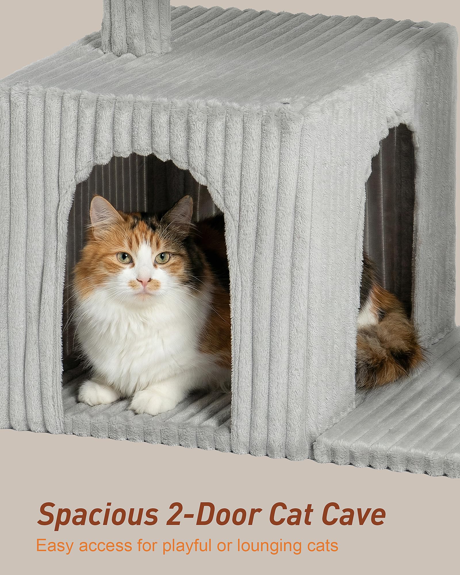 KinoTail cat tree soft-flannel-cover adds cozy, washable comfort.