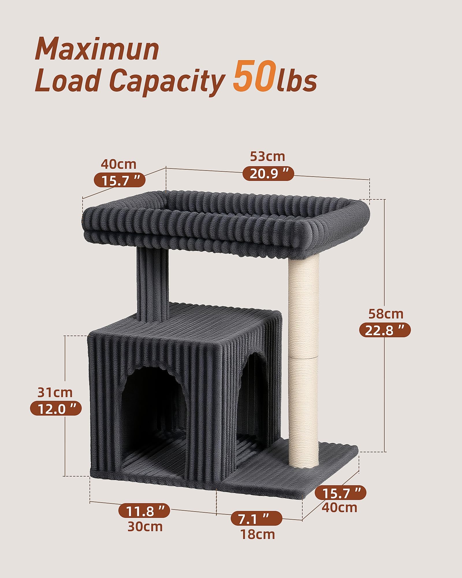 KinoTail large cat tree suitable for indoor use in apartments.