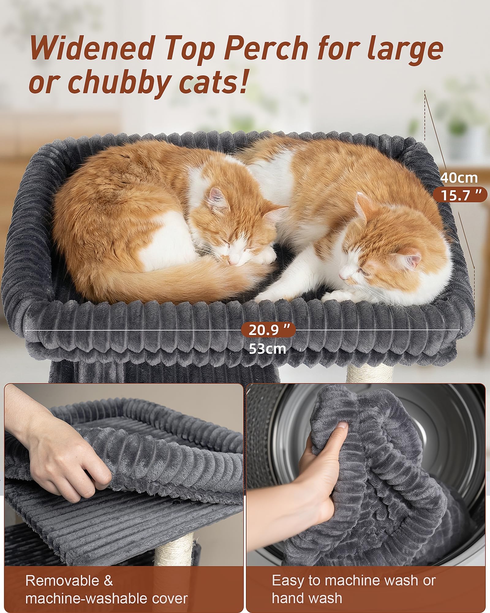 KinoTail soft flannel cover on removable cushion adds cozy, washable comfort.