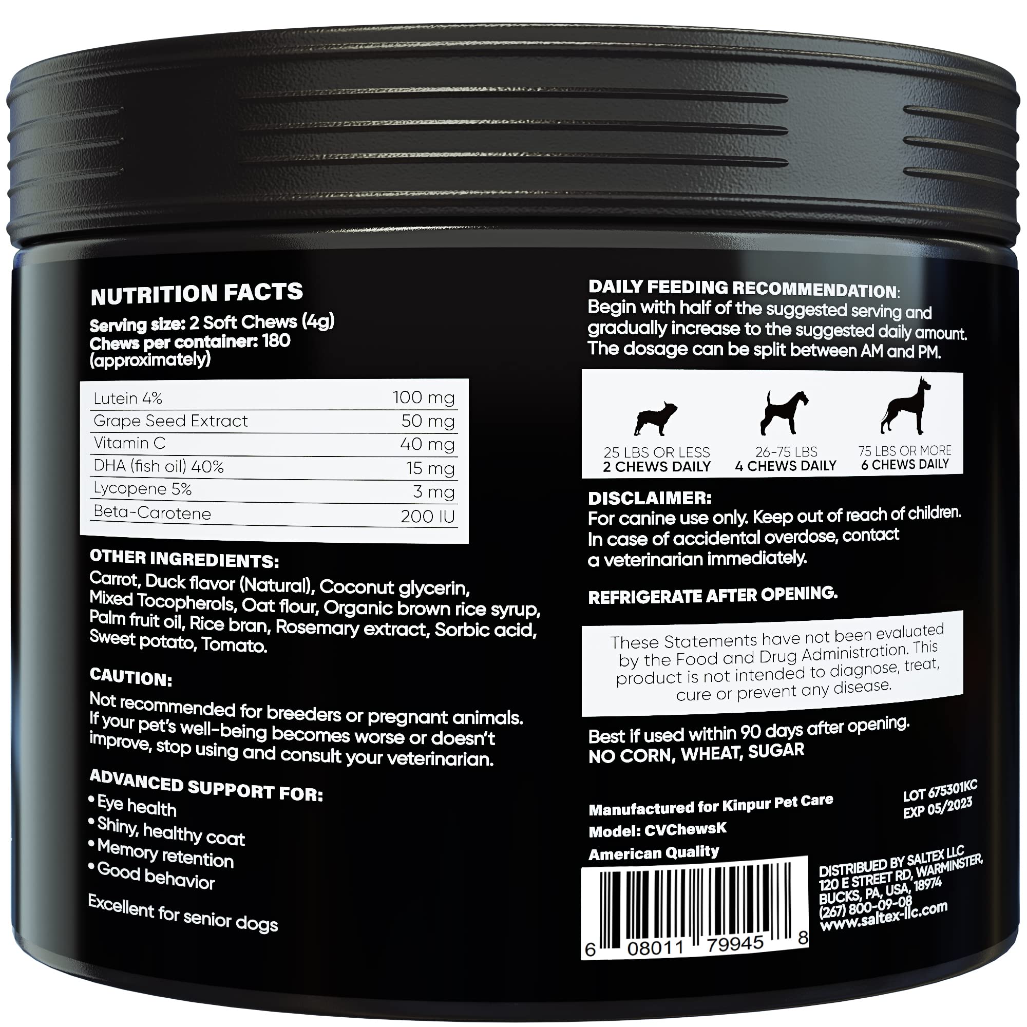 Kinpur Eye Vitamins packaging illustration highlights veterinarian approved solution