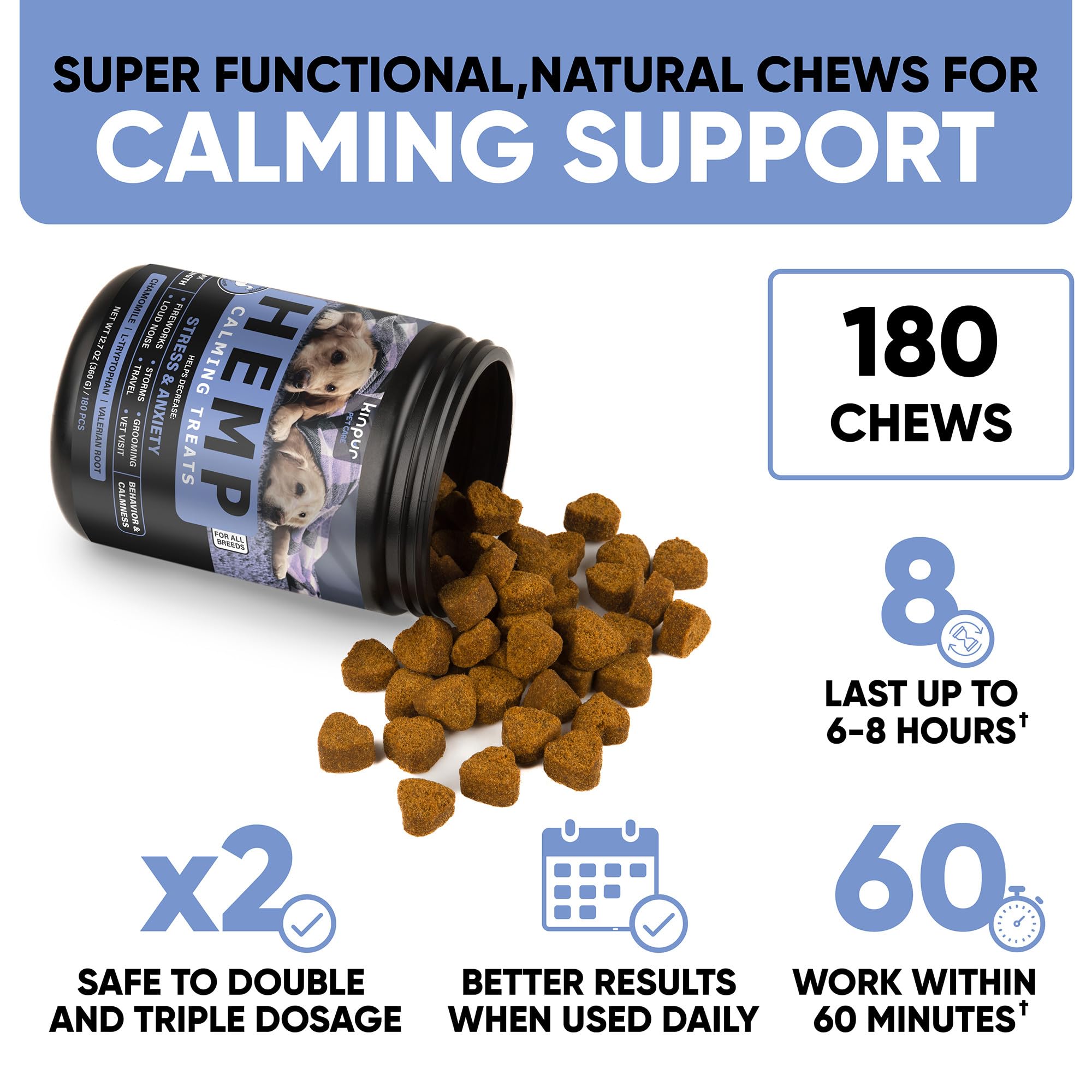 Dog at Vet visit feeling calmer with Kinpur calming chews.