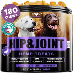 Kinpur Pet Care hip joint duck chews bottle for easy daily supplementation.