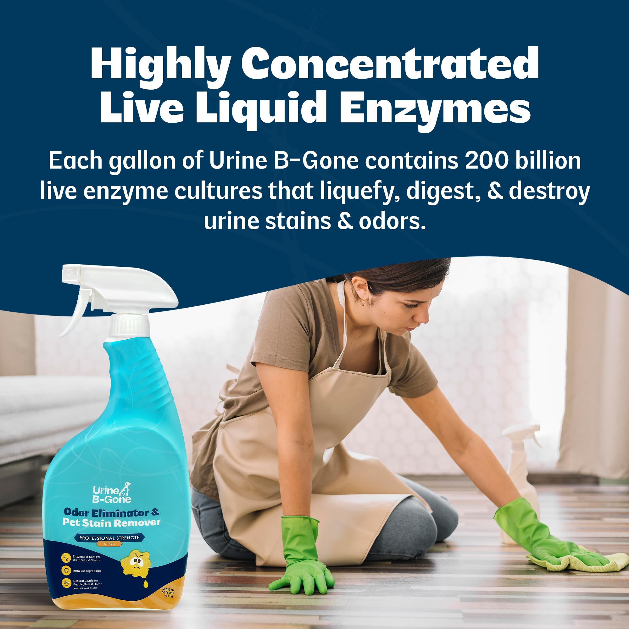 Kinzua Urine B-Gone releases a fresh citrus fragrance for a clean room feel.