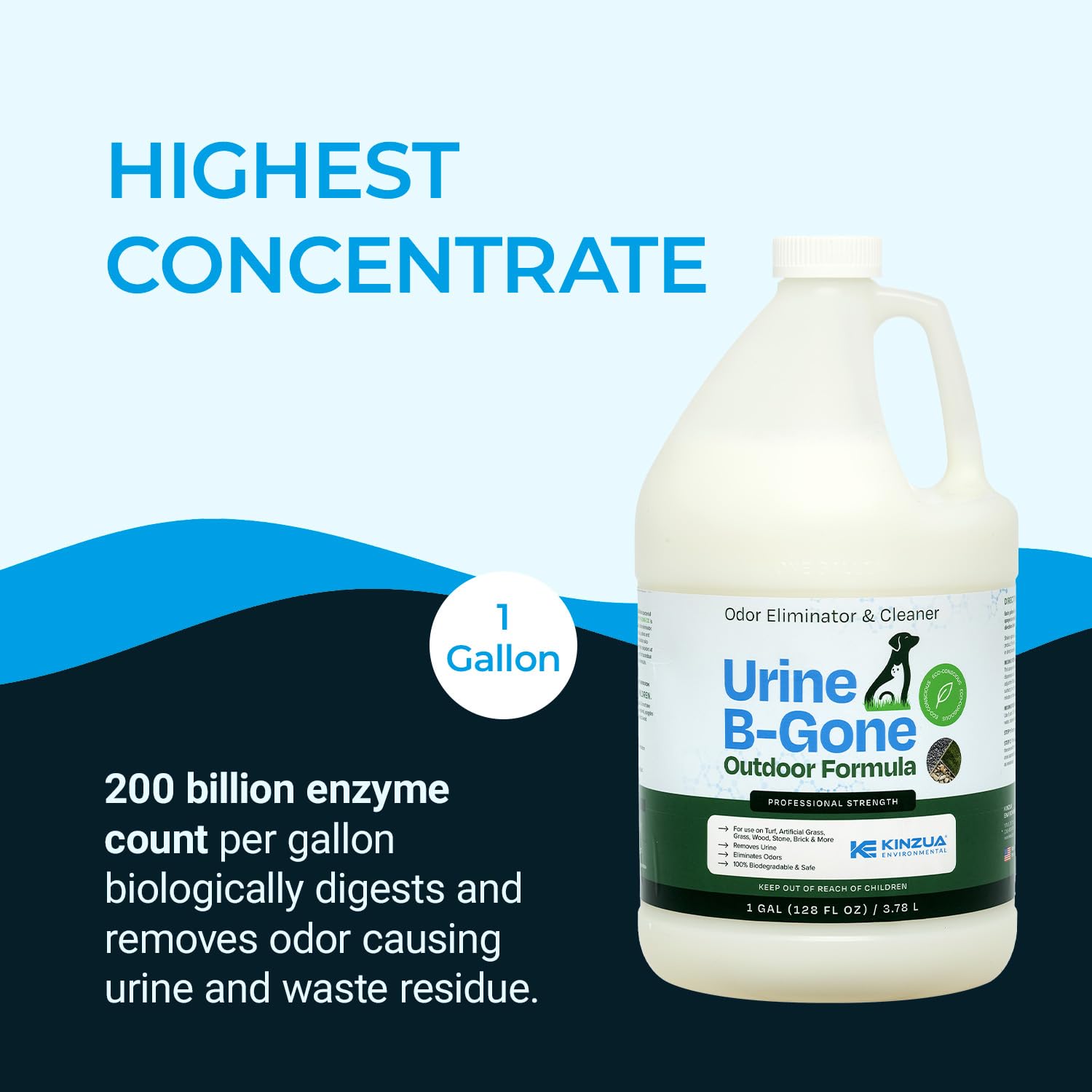Kinzua Urine B-Gone-OD concrete cleaning for stain and odor removal.