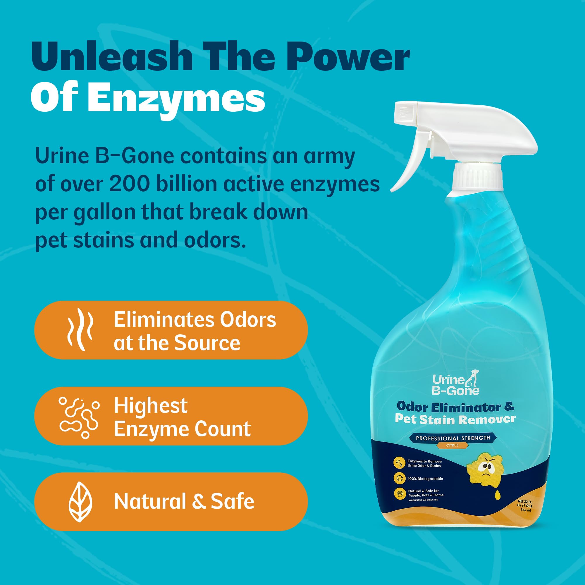 Kinzua Urine B-Gone penetrates padding and floors to reach deep-set odors.
