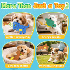 KIPRITII dinosaur no-stuffing toy crinkle inside texture enhances interactive exploration.