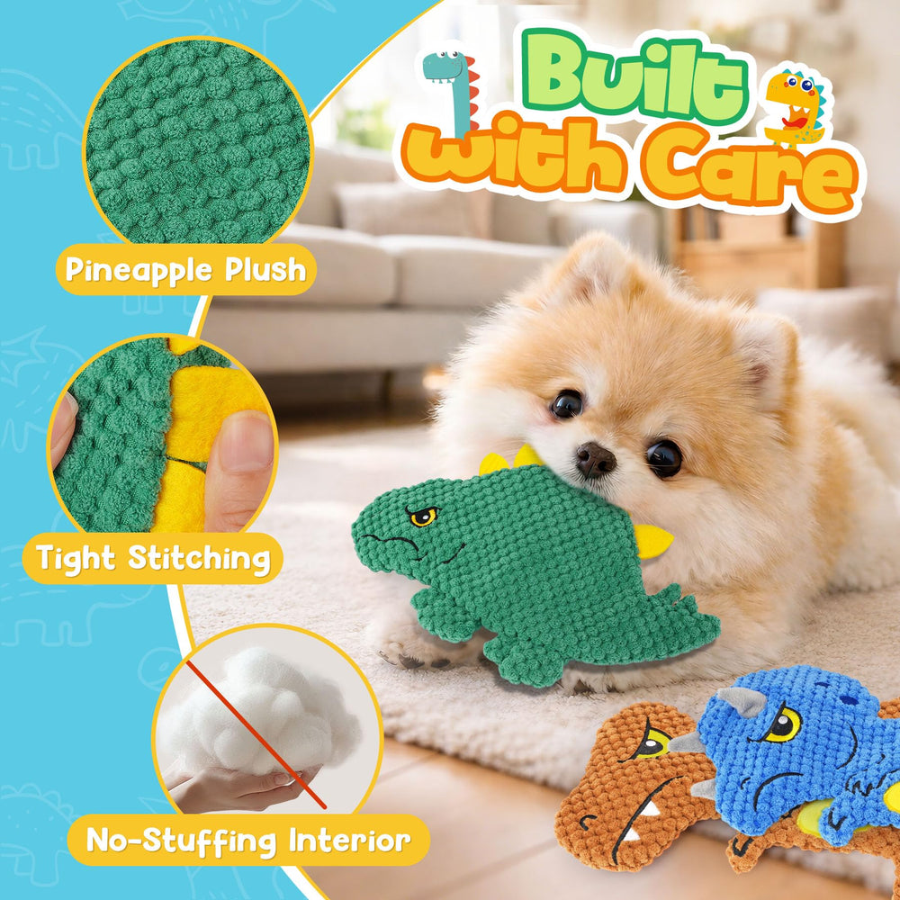 KIPRITII dinosaur no-stuffing toy grab-middle design makes fetch easy.