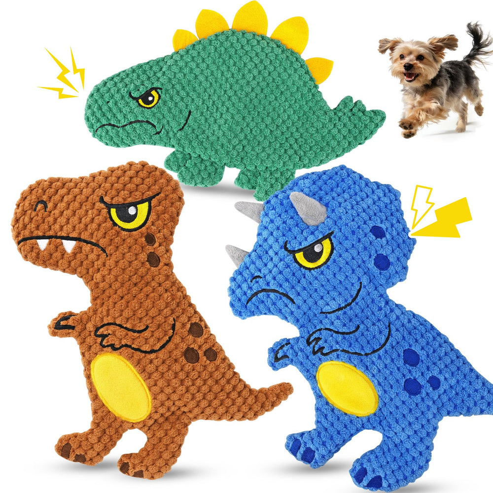 KIPRITII dinosaur no-stuffing toy pack shows the three designs for mess-free play.
