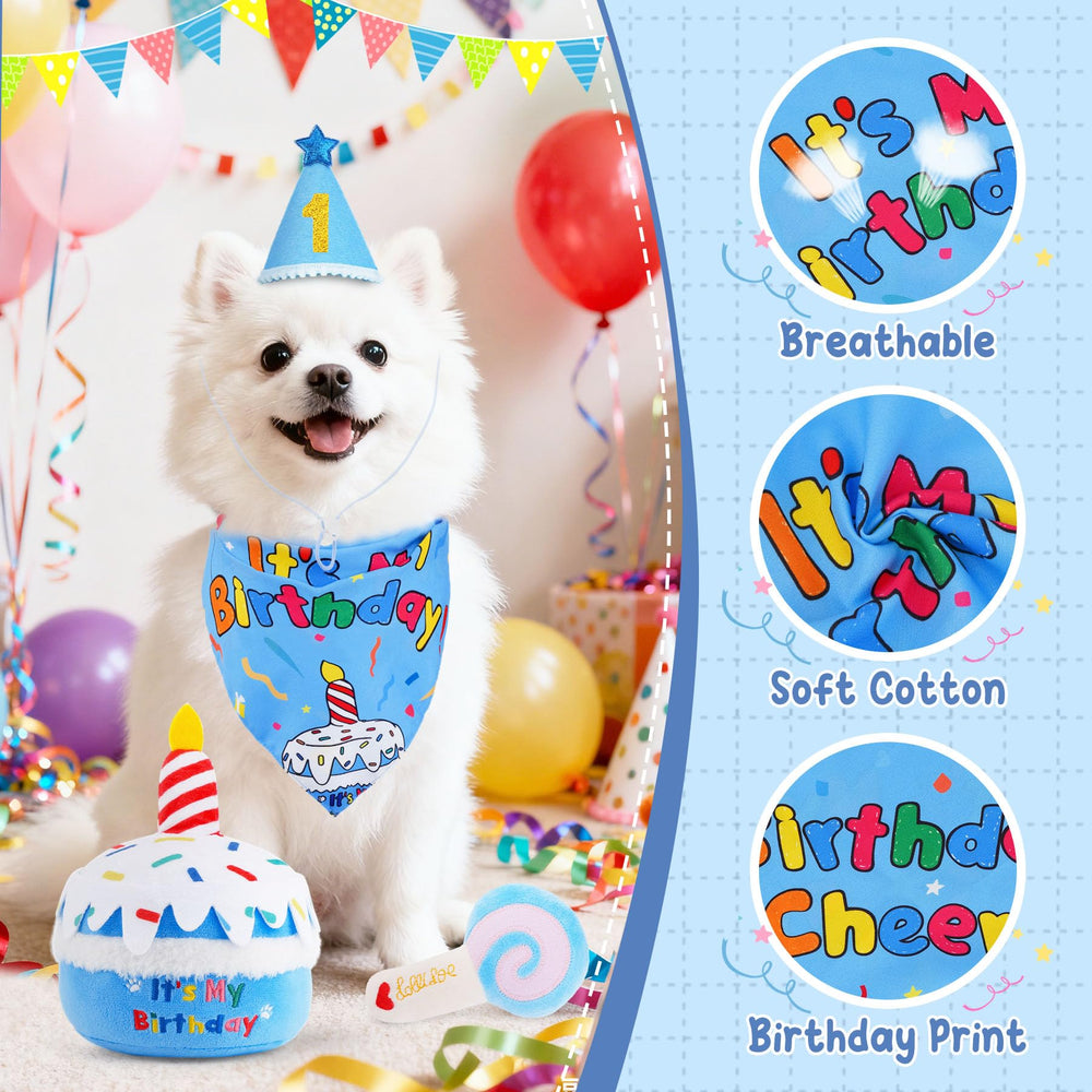 KIPRITII dog birthday party set complete dress-up for small dogs