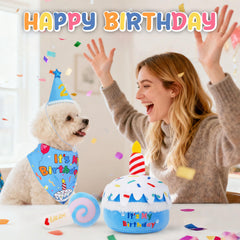 KIPRITII dog birthday squeak toy 2 perfect for fetch and party moments