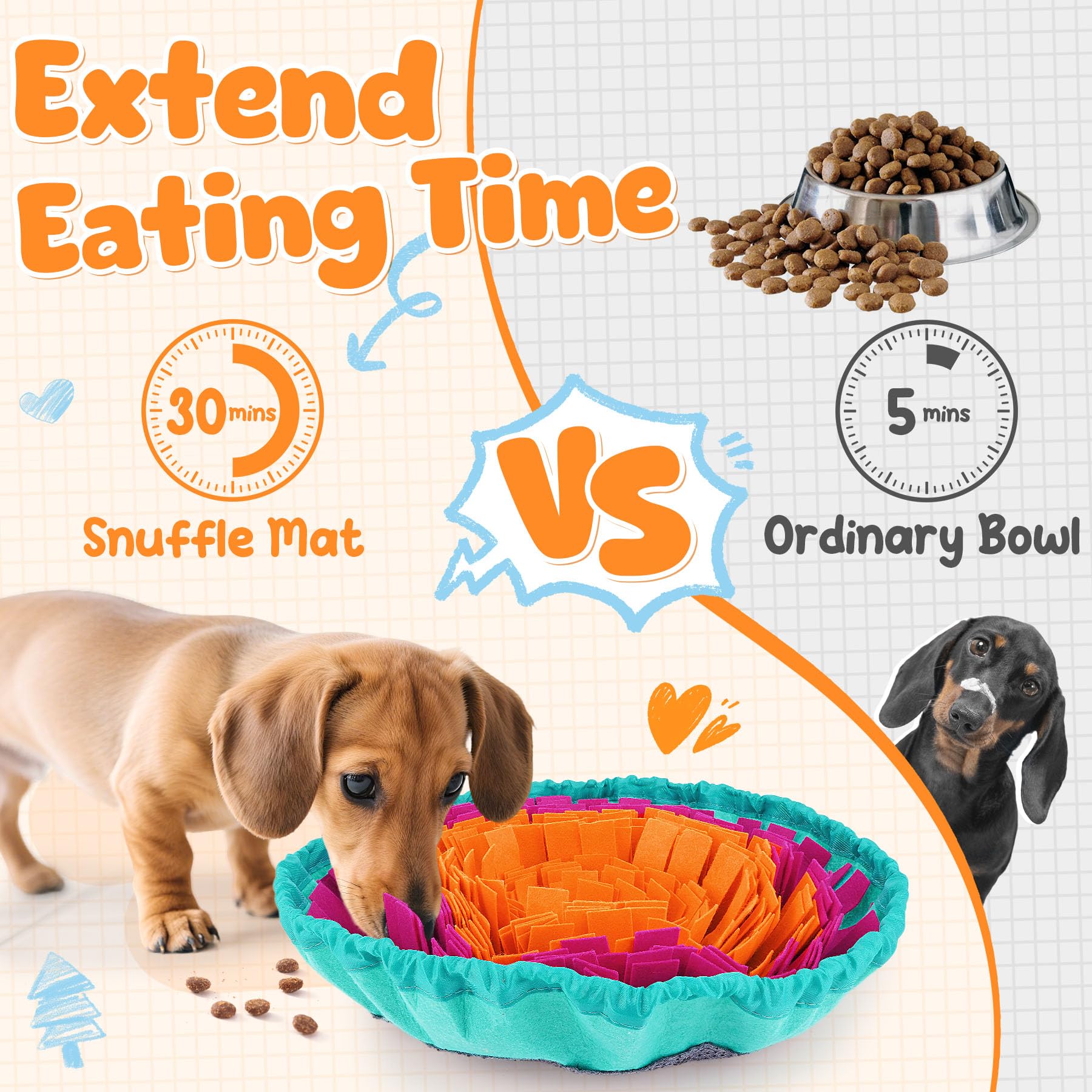 Snuffle mat folds into a bowl for convenient use at home or on the go