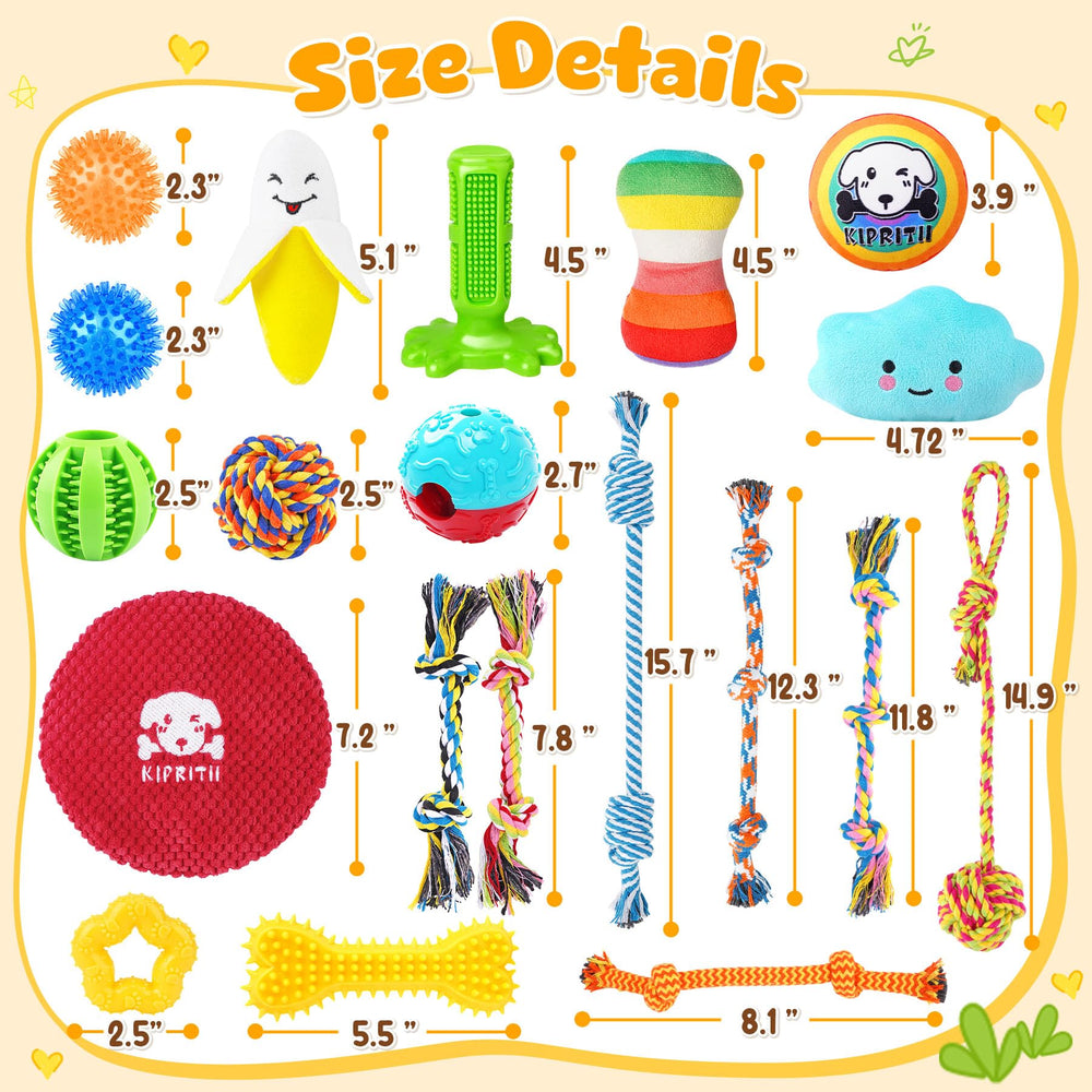 KIPRITII dog toys set with 1 plush flying disc for fetch and outdoor bonding.
