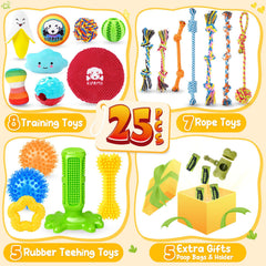 KIPRITII dog toys set with 4 squeaky plush toys for curious pups and engagement.