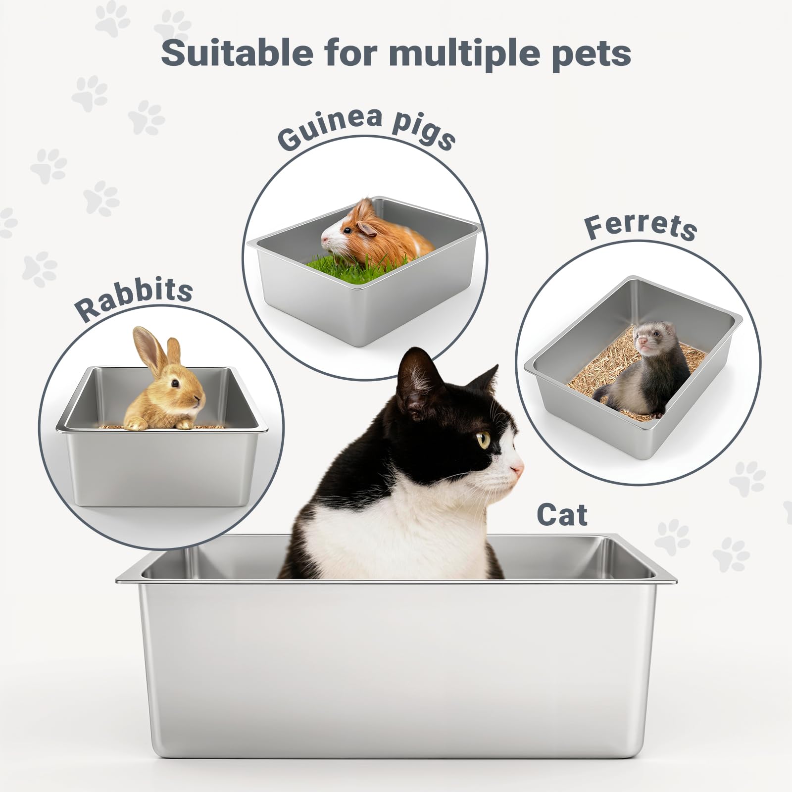 Kirecoo indoor-use durable metal litter box resists scratches and dents.