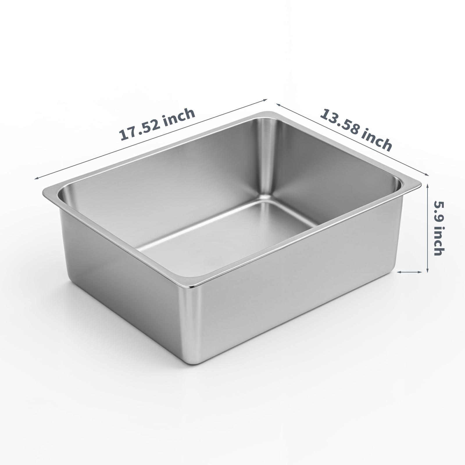 Large stainless steel litter pan by Kirecoo offering spacious interior.