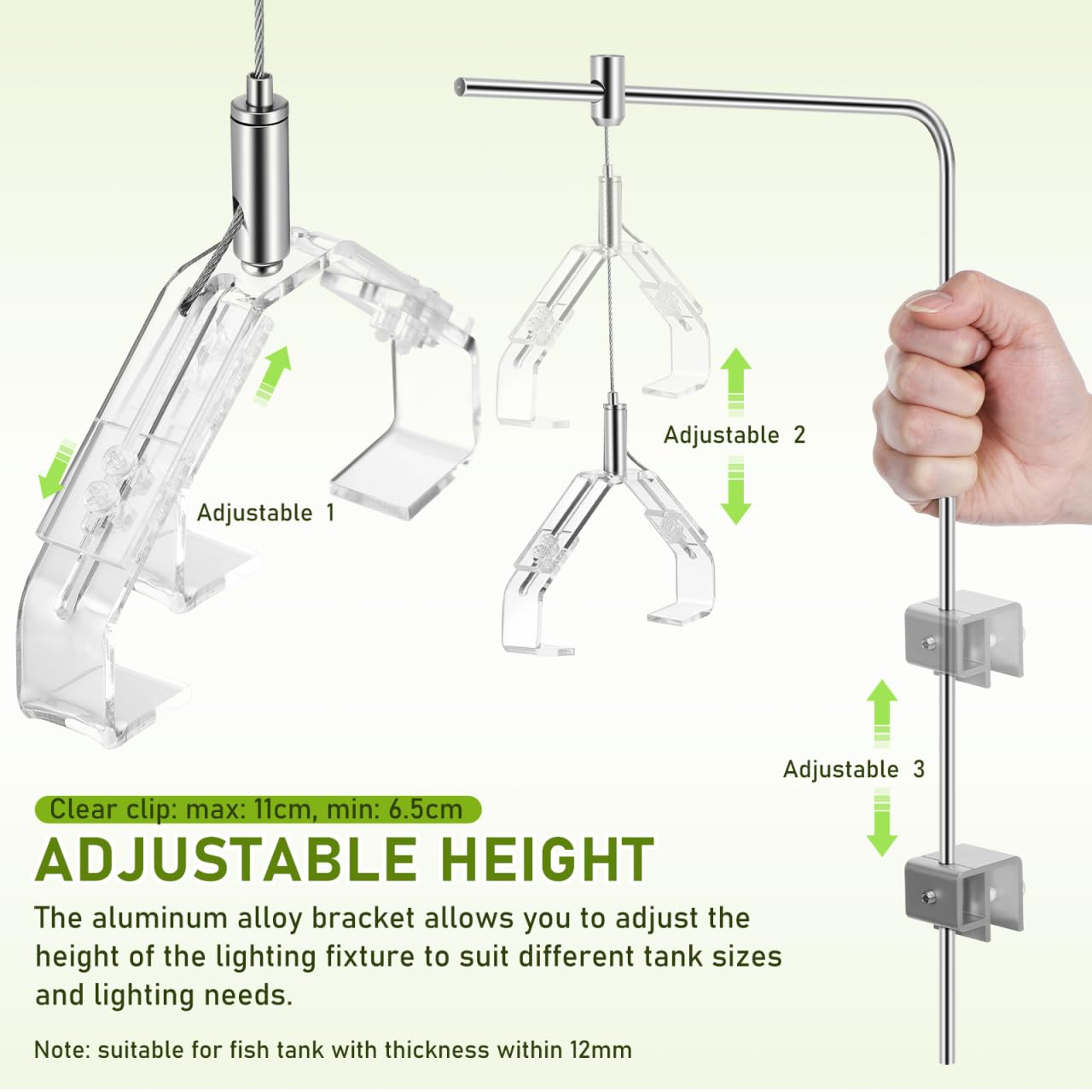 Kisangel rimless-tank compatibility ensures a proper fit with glass up to 12 mm.