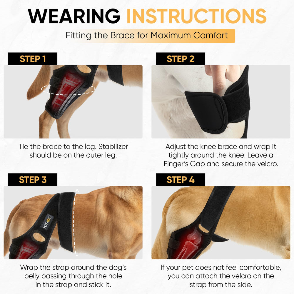 KISAO knee brace with Velcro straps offers a secure adjustable fit.