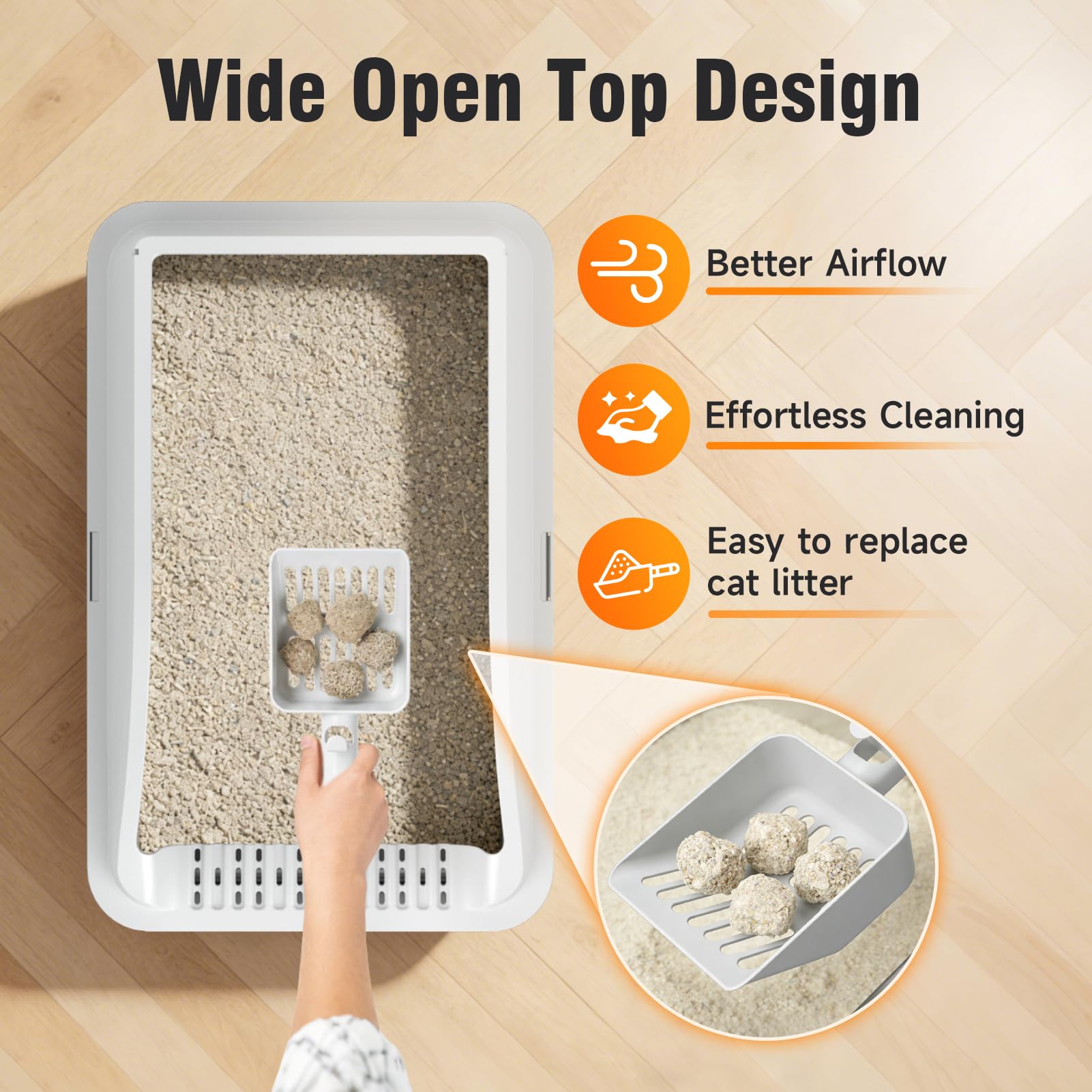 KISENG 2Pack stainless steel litter box includes two scoops for quick cleanup