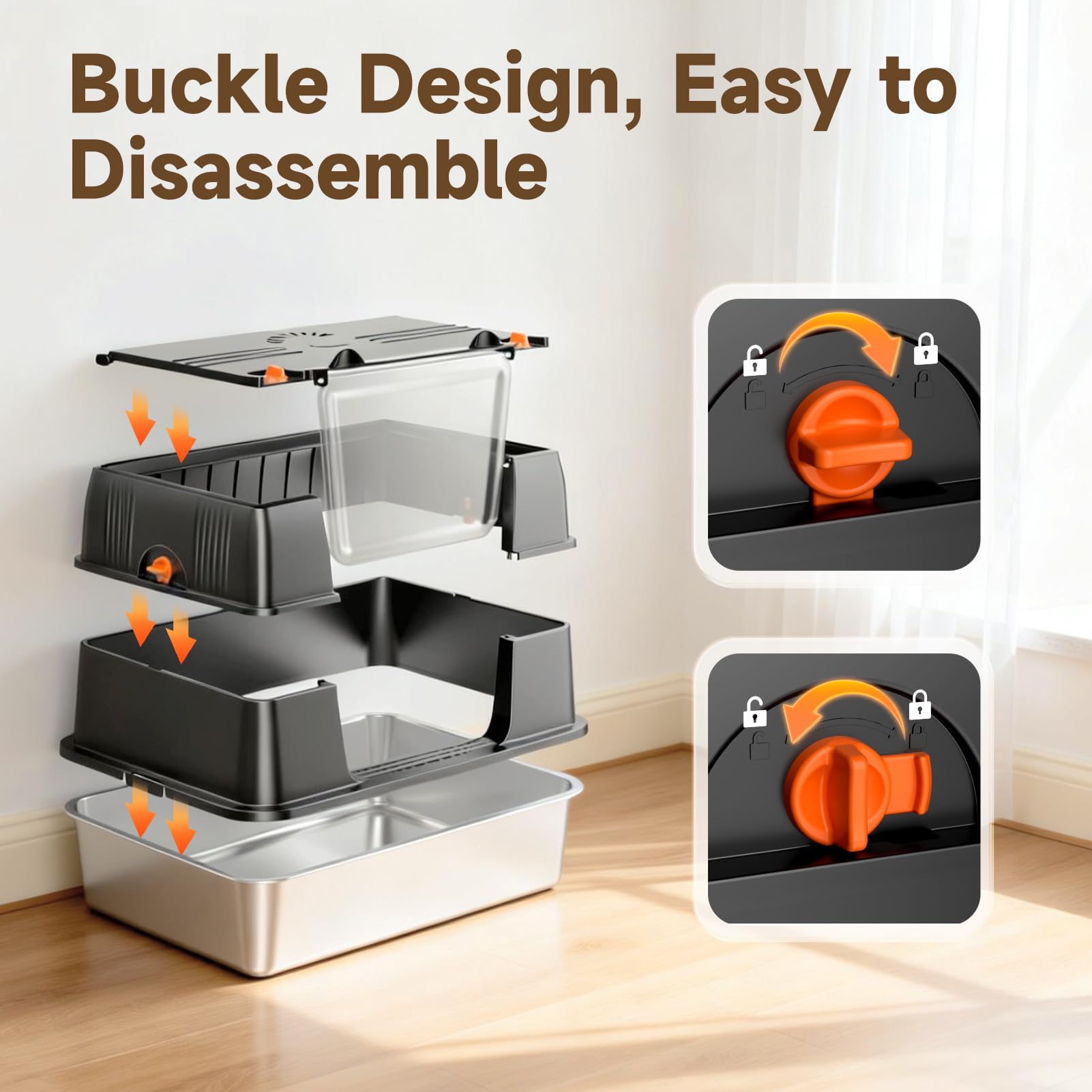 KISENG leak-proof metal pan offers durable, clean containment.
