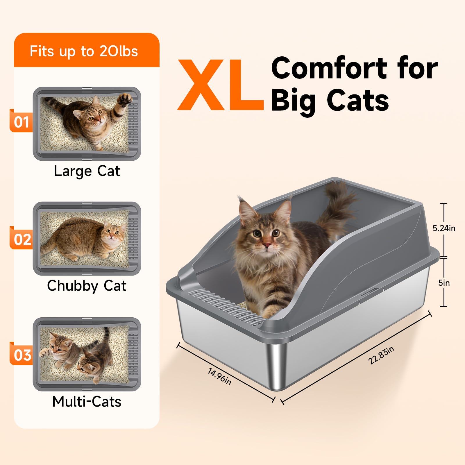 KISENG XL litter box with high sides and leak control to keep floors cleaner.
