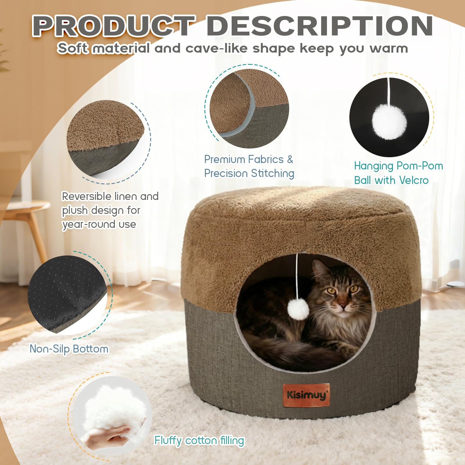 KISIMUY cushion plush side provides warm, cozy lounging comfort.