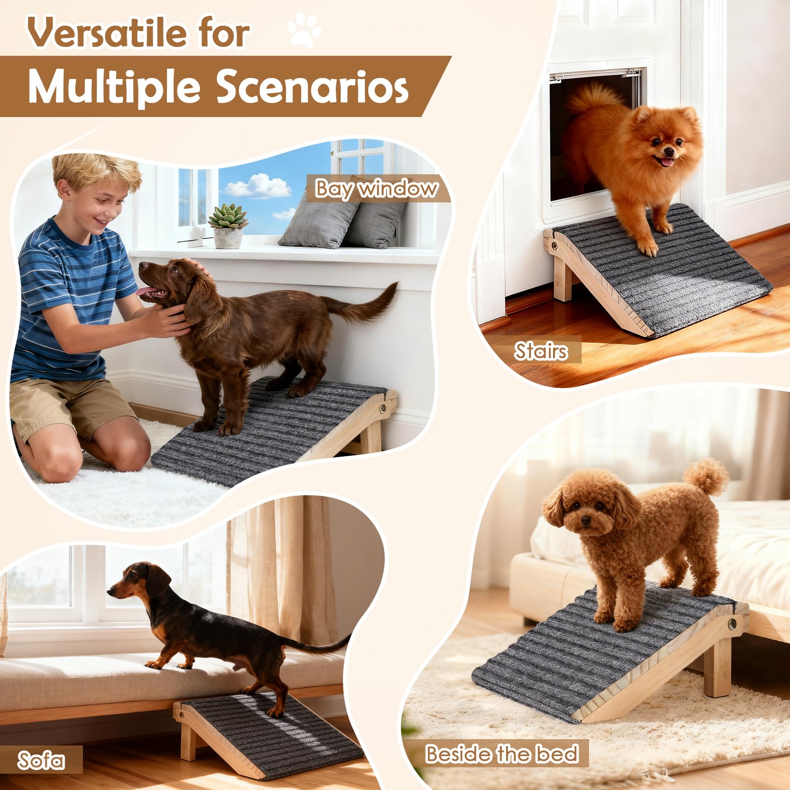 KISIMUY dog ramp supports up to 170 pounds for daily pet assistance.