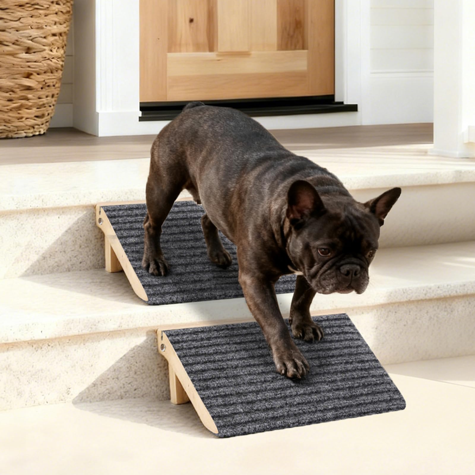KISIMUY dog ramp foldable wood helps pets reach sofas safely.