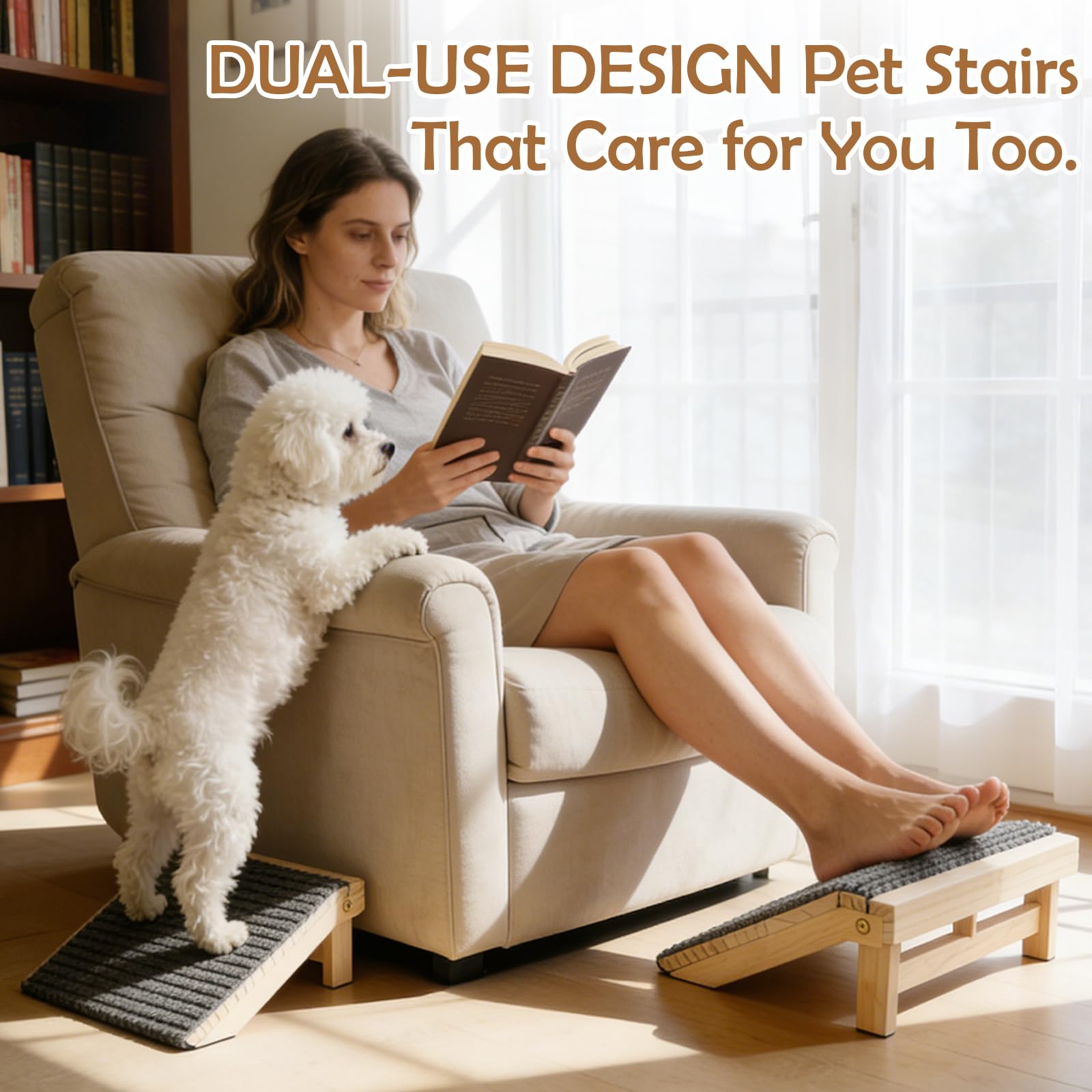 KISIMUY dog ramp folded for storage showcases portable design.