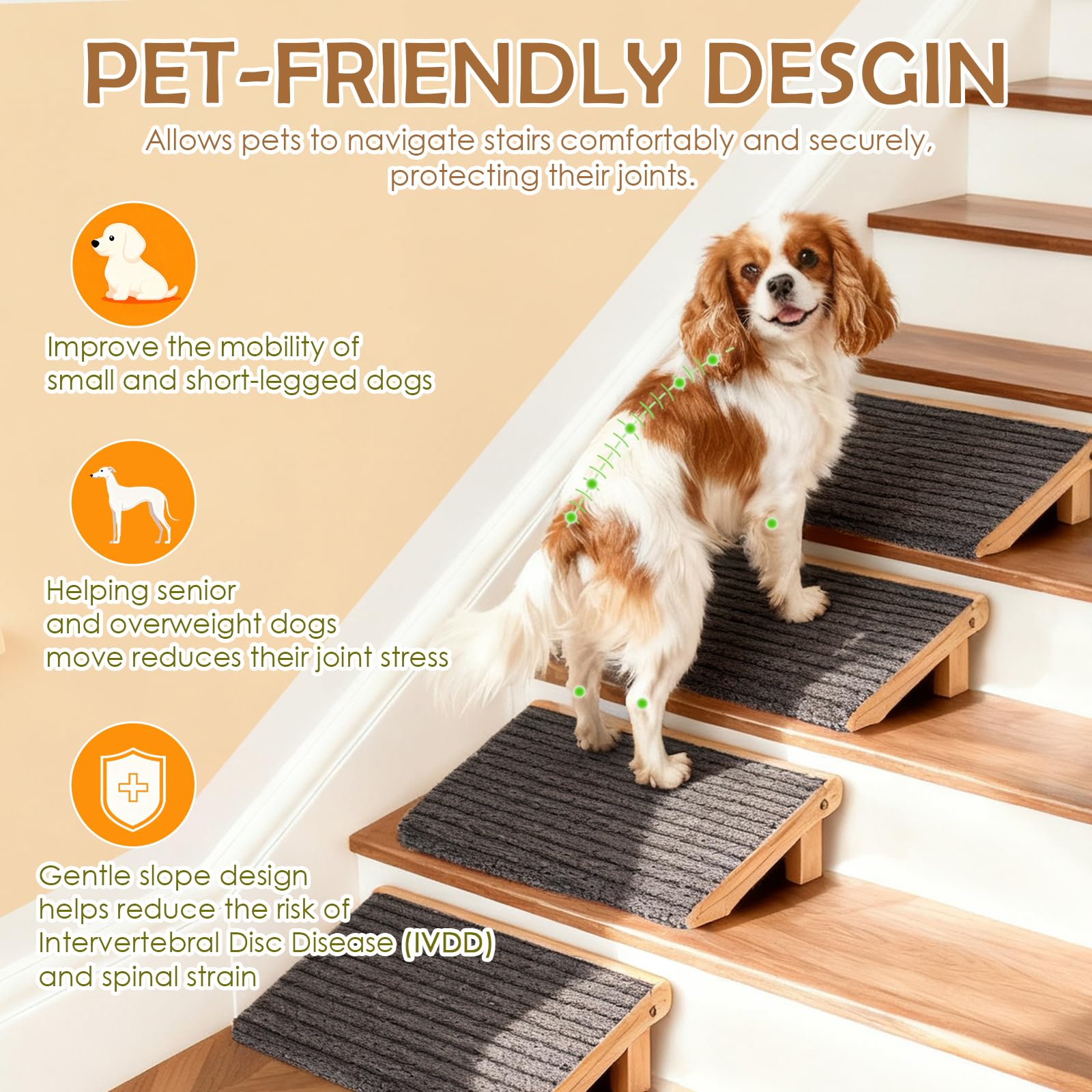 KISIMUY modern wooden pet stairs blend with home décor.