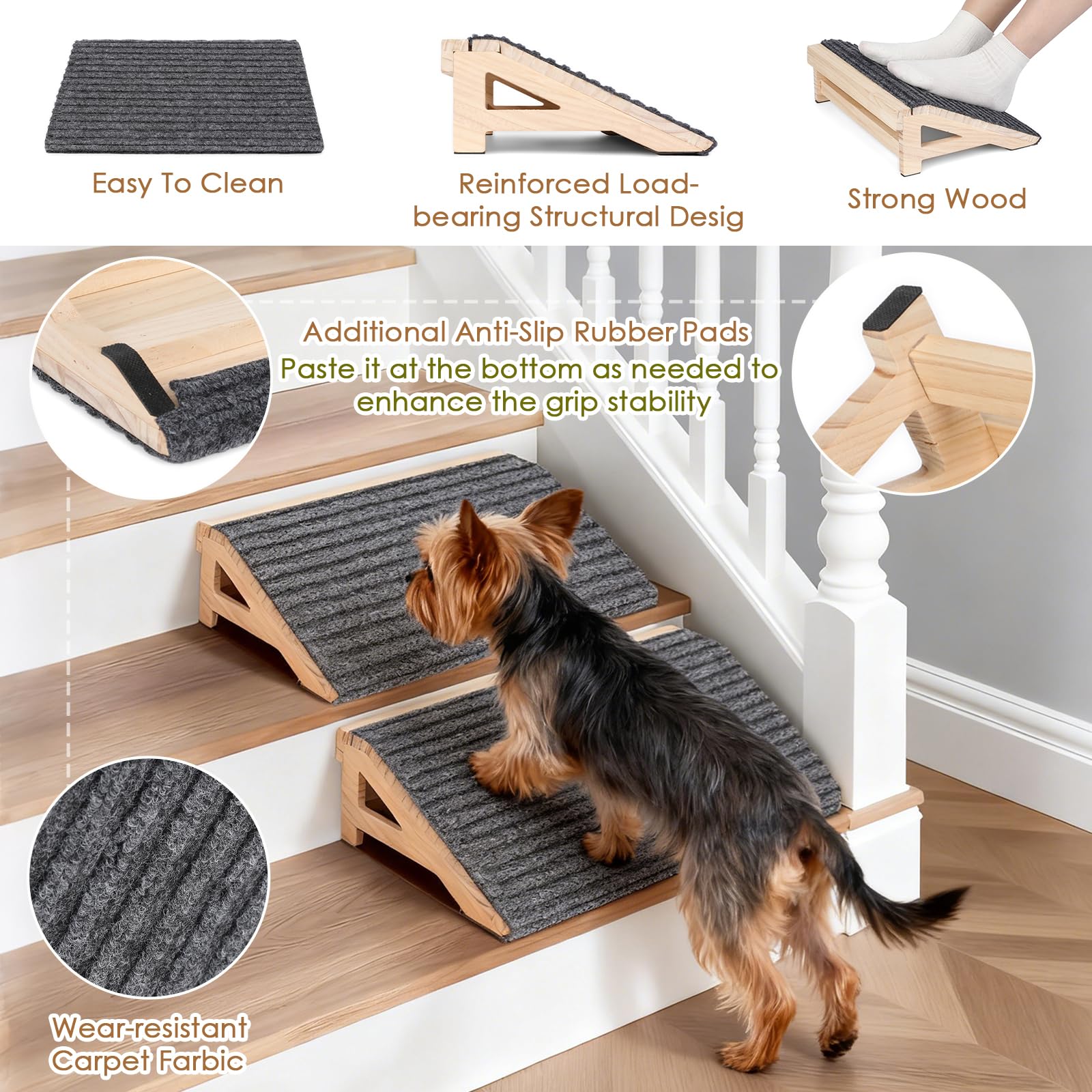 KISIMUY no-assembly dog stairs for quick setup