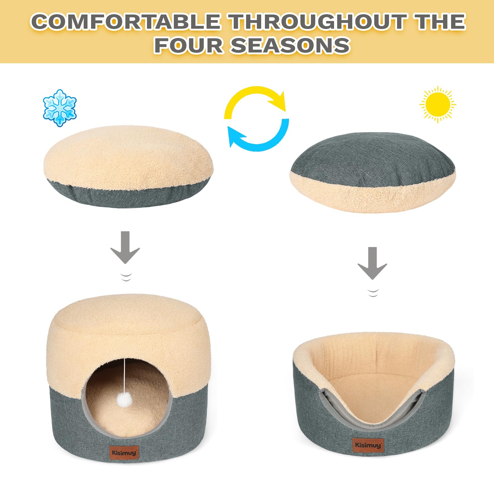 KISIMUY non-slip base keeps the bed stable on wood or tile floors.