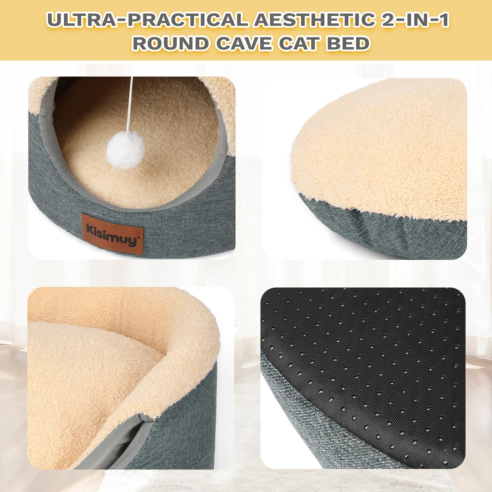 KISIMUY non-slip base keeps the bed stable on floors.