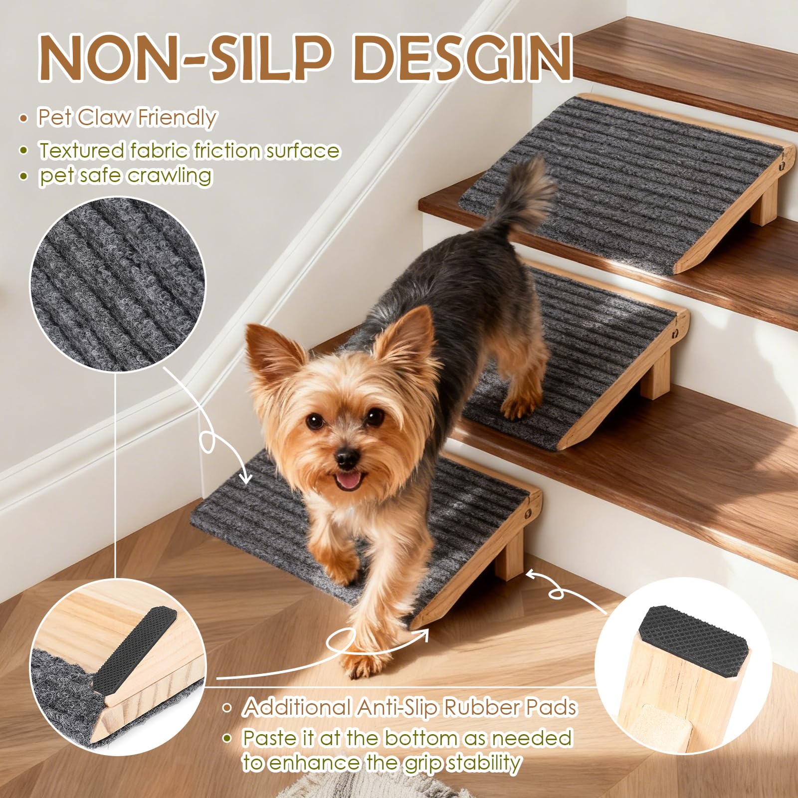 KISIMUY portable pet stairs for indoor and outdoor use.