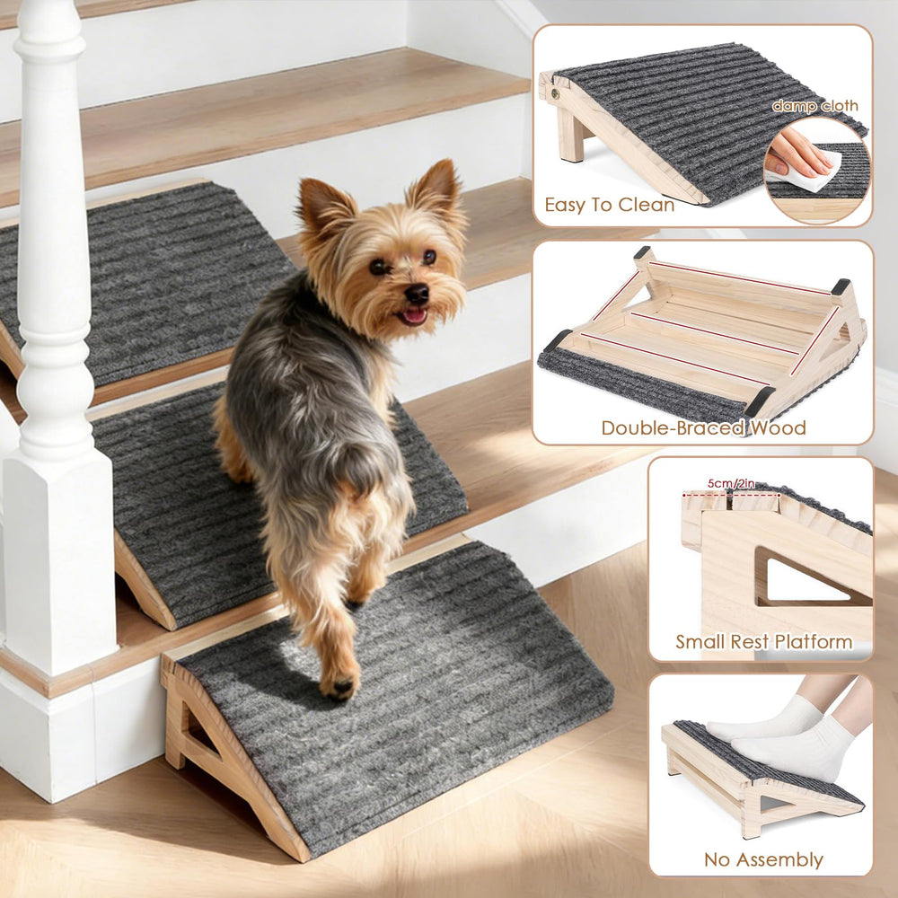KISIMUY solid wood construction offers durable pet stairs.
