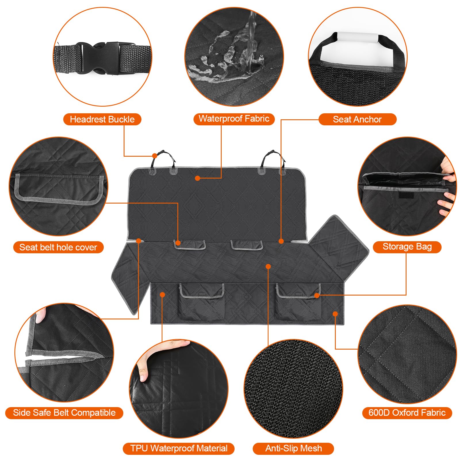 Kistrba easy-clean waterproof back seat protector for on-the-go pets.